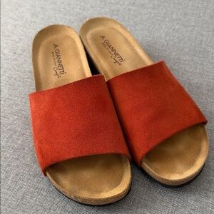 A. Giannetti Women's Orange Suede Sandals/slides